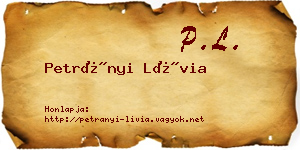 Petrányi Lívia névjegykártya